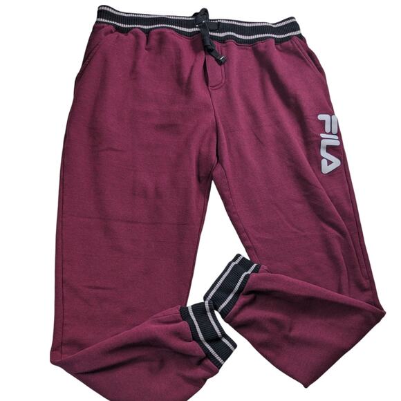 FILA Jogger Mens XL Sweatpants Burgundy Athletic Fit Cuffed Loungewear Gym - Picture 1 of 10